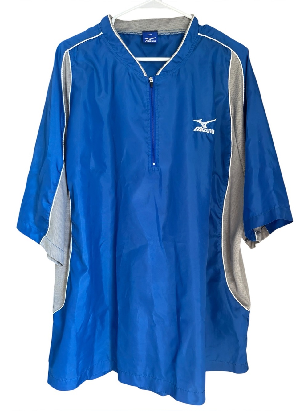 Mizuno Teamwear 1/4 Zip Blue Gray Baseball Sports Pullover Windbreaker Size XXL
